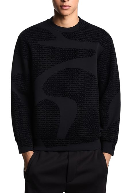 Felpa con logo flock all over in jersey misto lyocell ASV EMPORIO ARMANI | Felpe | EM002900 AF10013FC242
